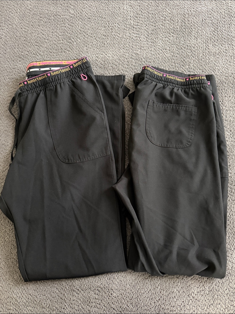 HeartSoul Black Scrub Pants with Pink Heart-Trim Waistband